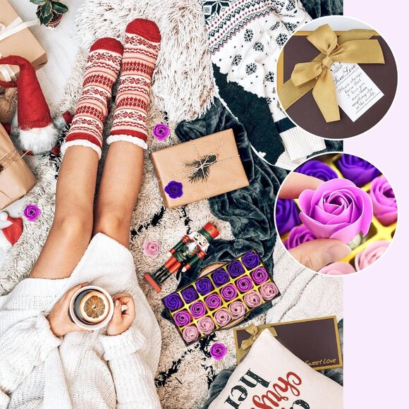 🌹18pc Roses Scented Soap Petals Decorative 18pc Set Pink & Purple - Picture 3 of 6